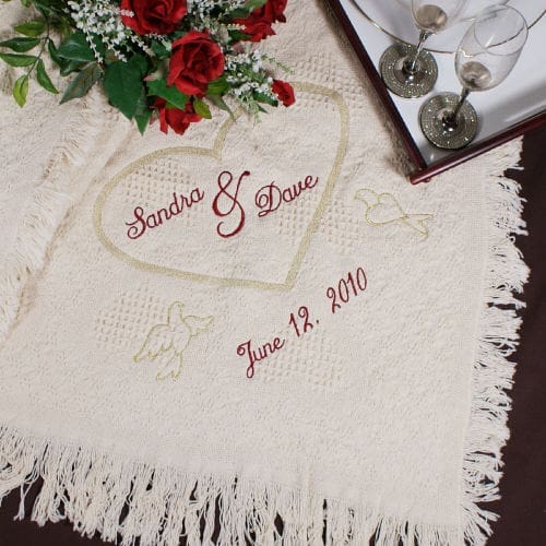 Embroidered Wedding Heart Afghan