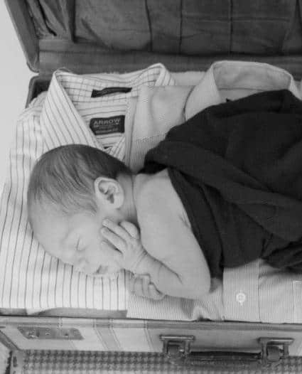 Newborn photo prop suitcase