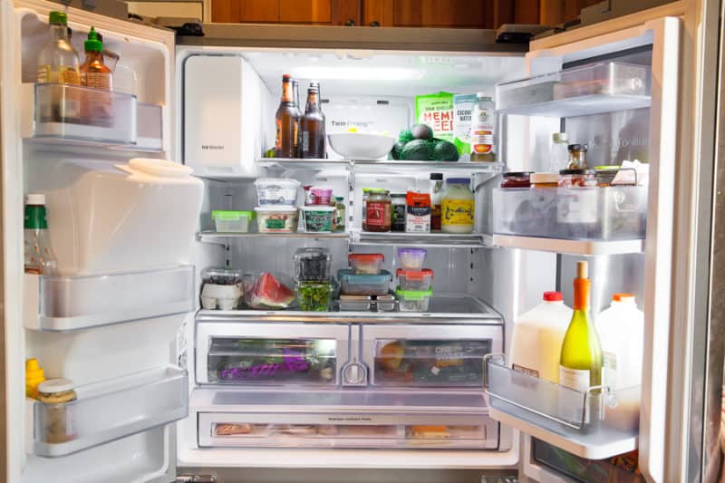 inside a full refrigerator 