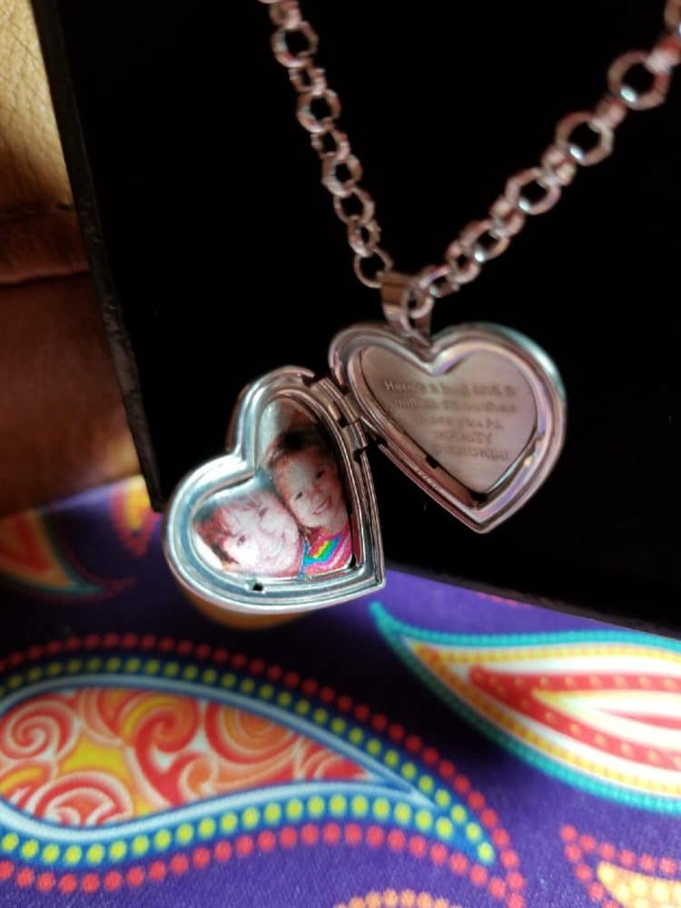 Locket with etched colored picture