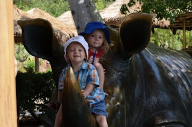 Kids on the Brass Rhino at Wild Animal Park Escondido 