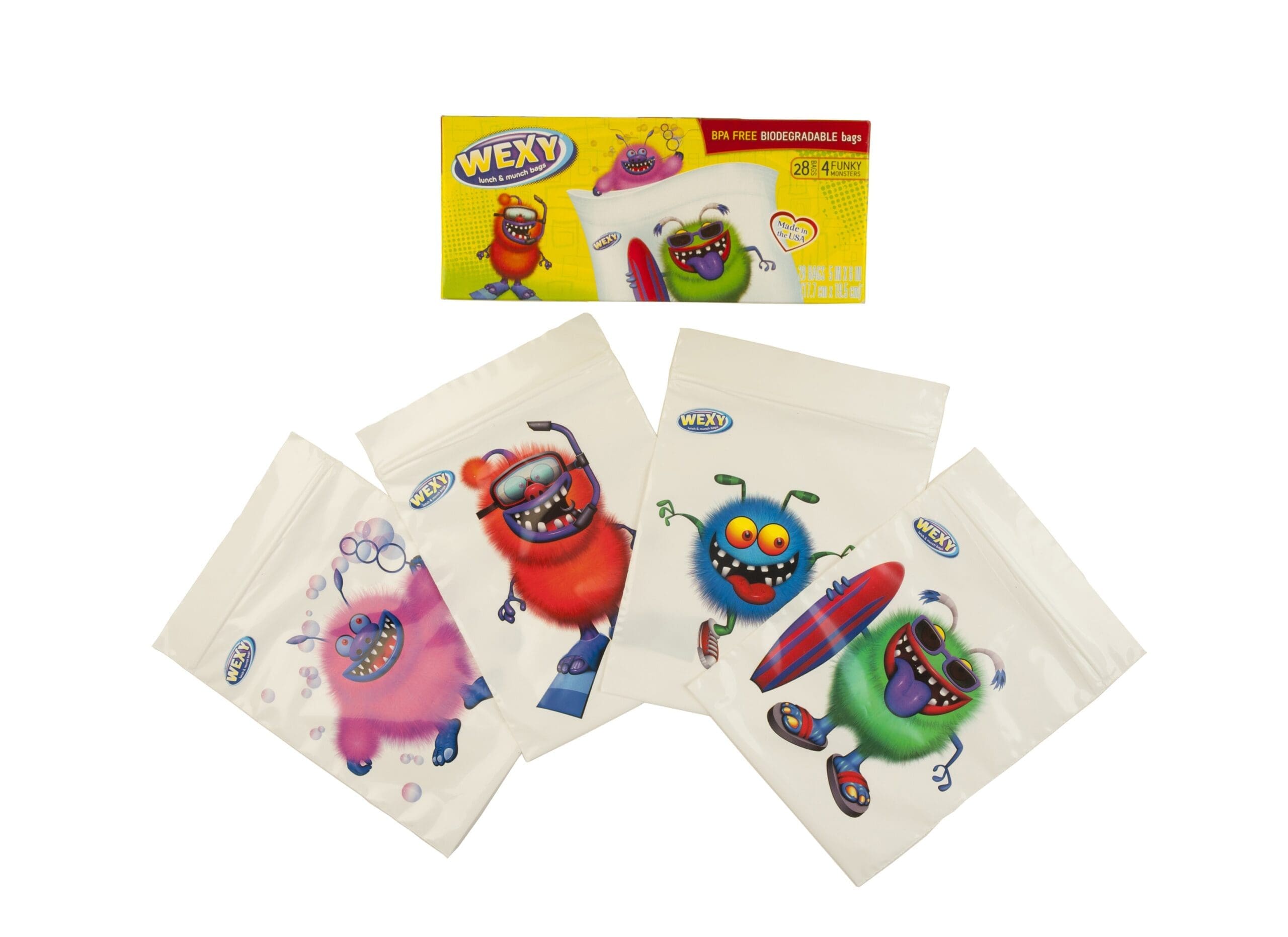 Sandwich bags for kids with monster designs
