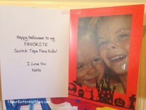 Funny halloween card with lauging kids