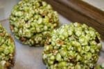 Homemade green popcorn balls