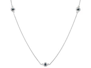 Blue Diamond Round Sterling Necklace