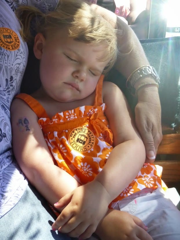 Trolley little girl sleeping