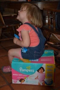 Little girl in her Pampers Easy Ups