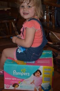 Little girl in her Pampers Easy Ups