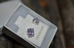 Win a beautiful pair of square lavender Alexandrite stud earrings.