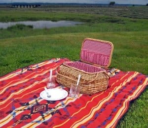 Little girl on the Wamber Picnic Blanket