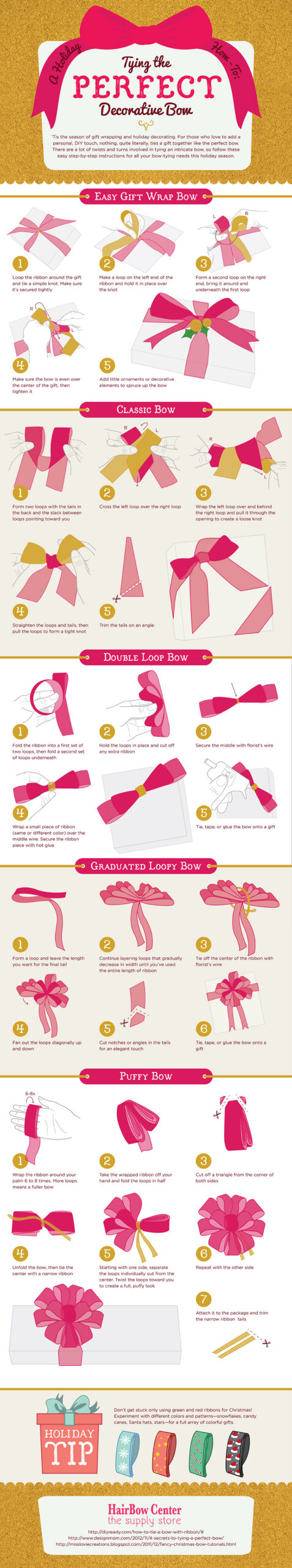 How to tie the perfect holiday bow inforgraphic