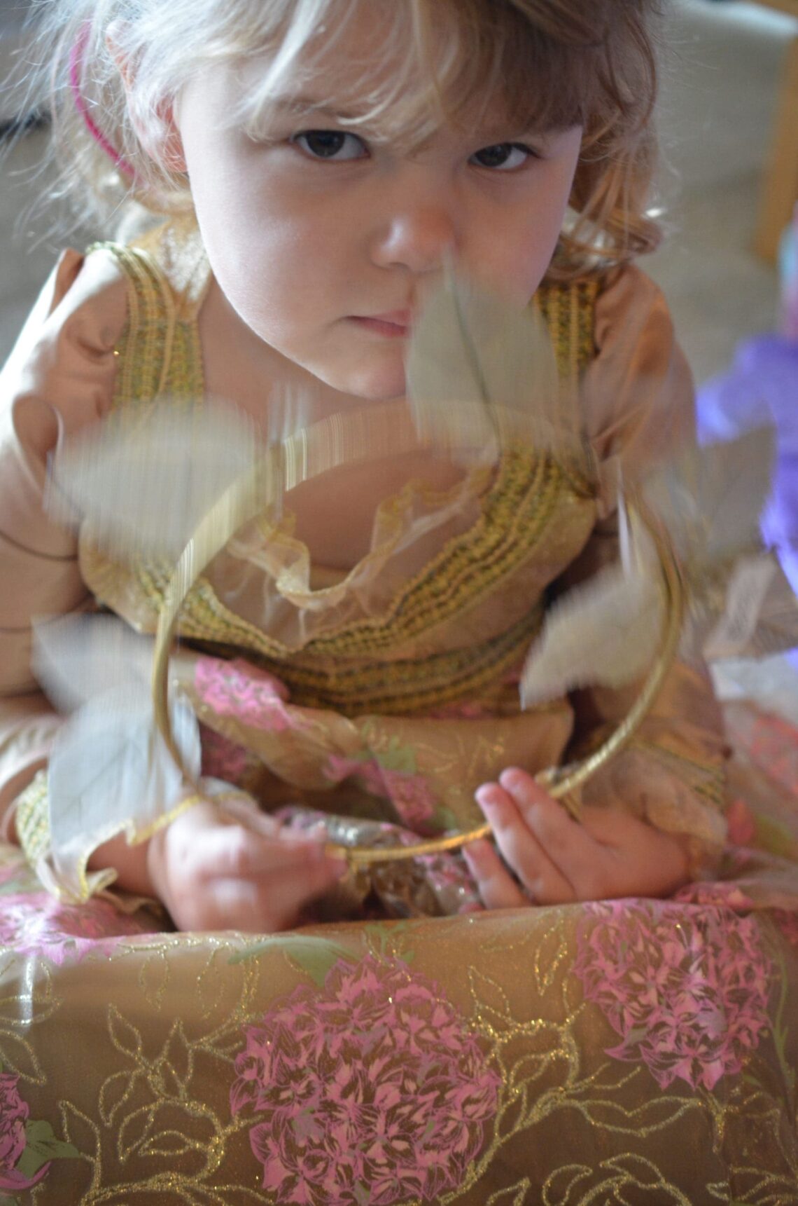 Little girl in Disney Princess costume