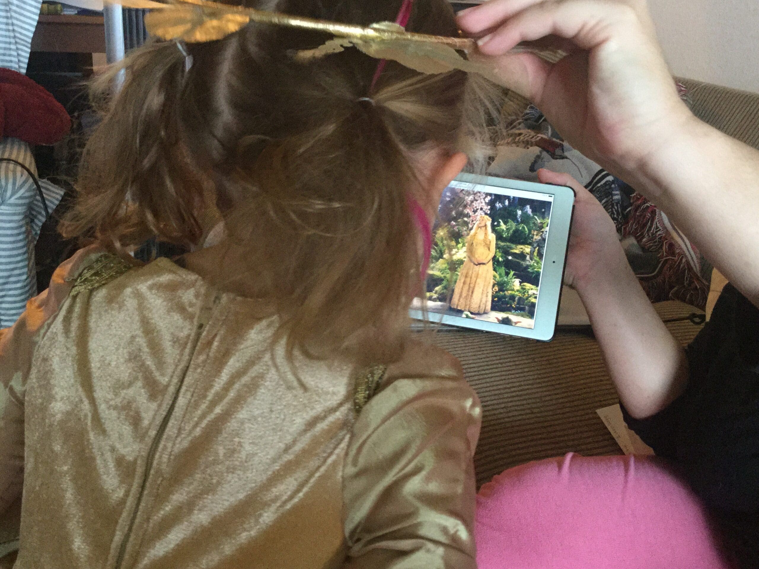 Little girl in Disney Princess costume