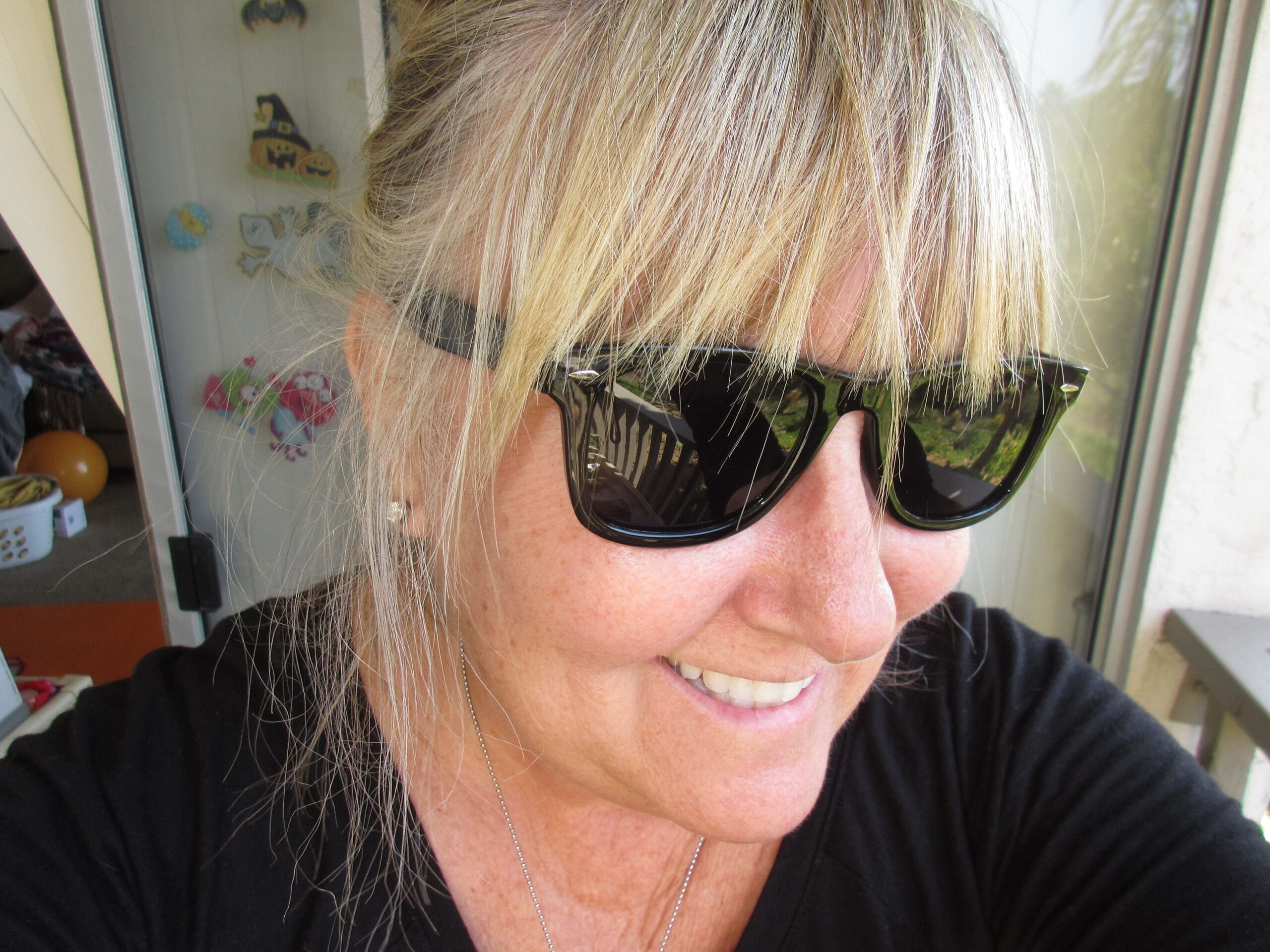Lady wearing Wayfarer Sunglasses