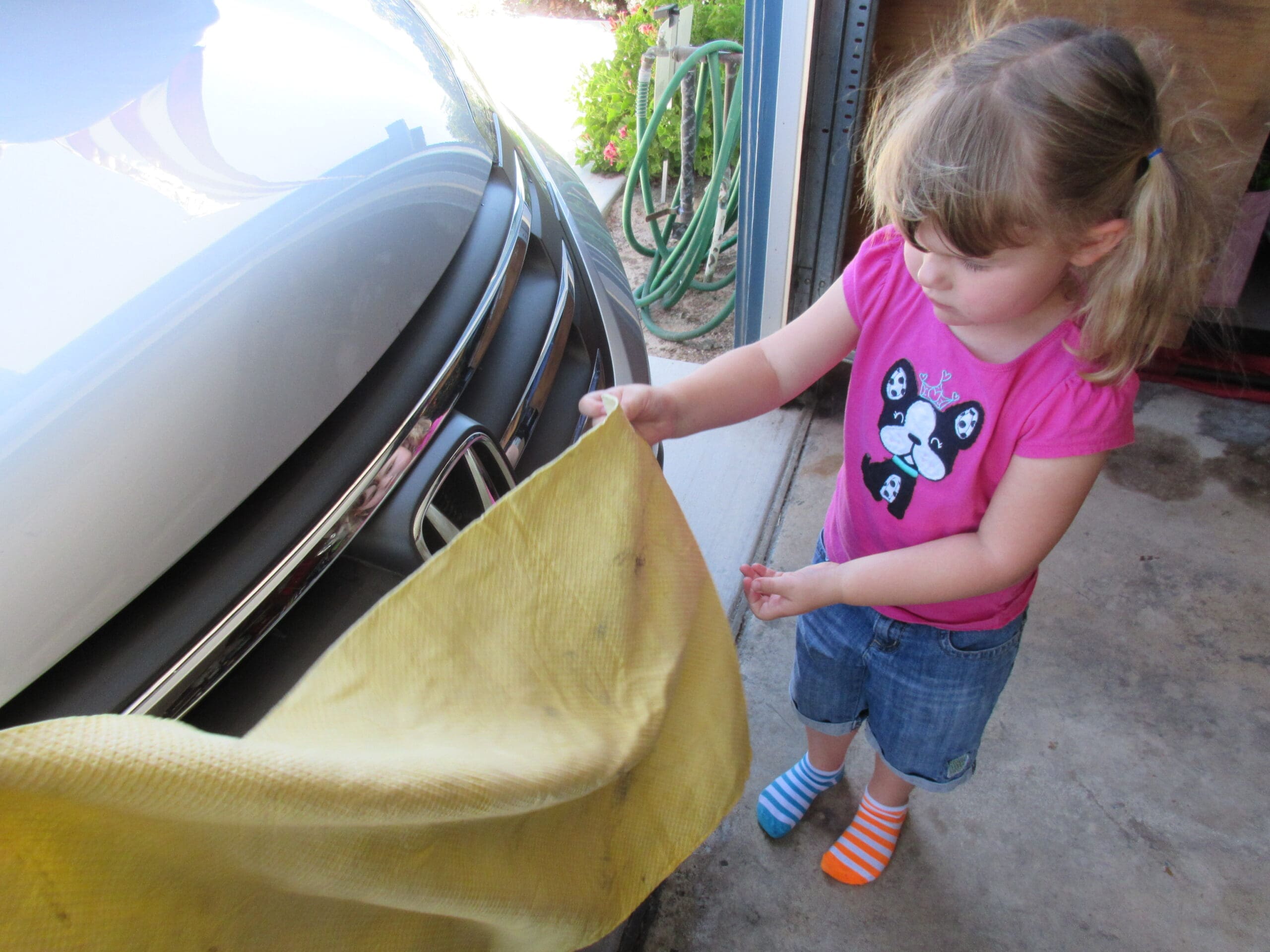 Little girl with a sham