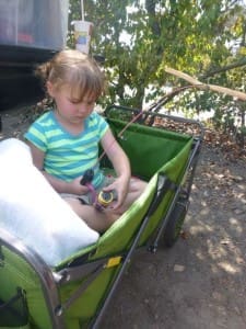 Little girl in wagon