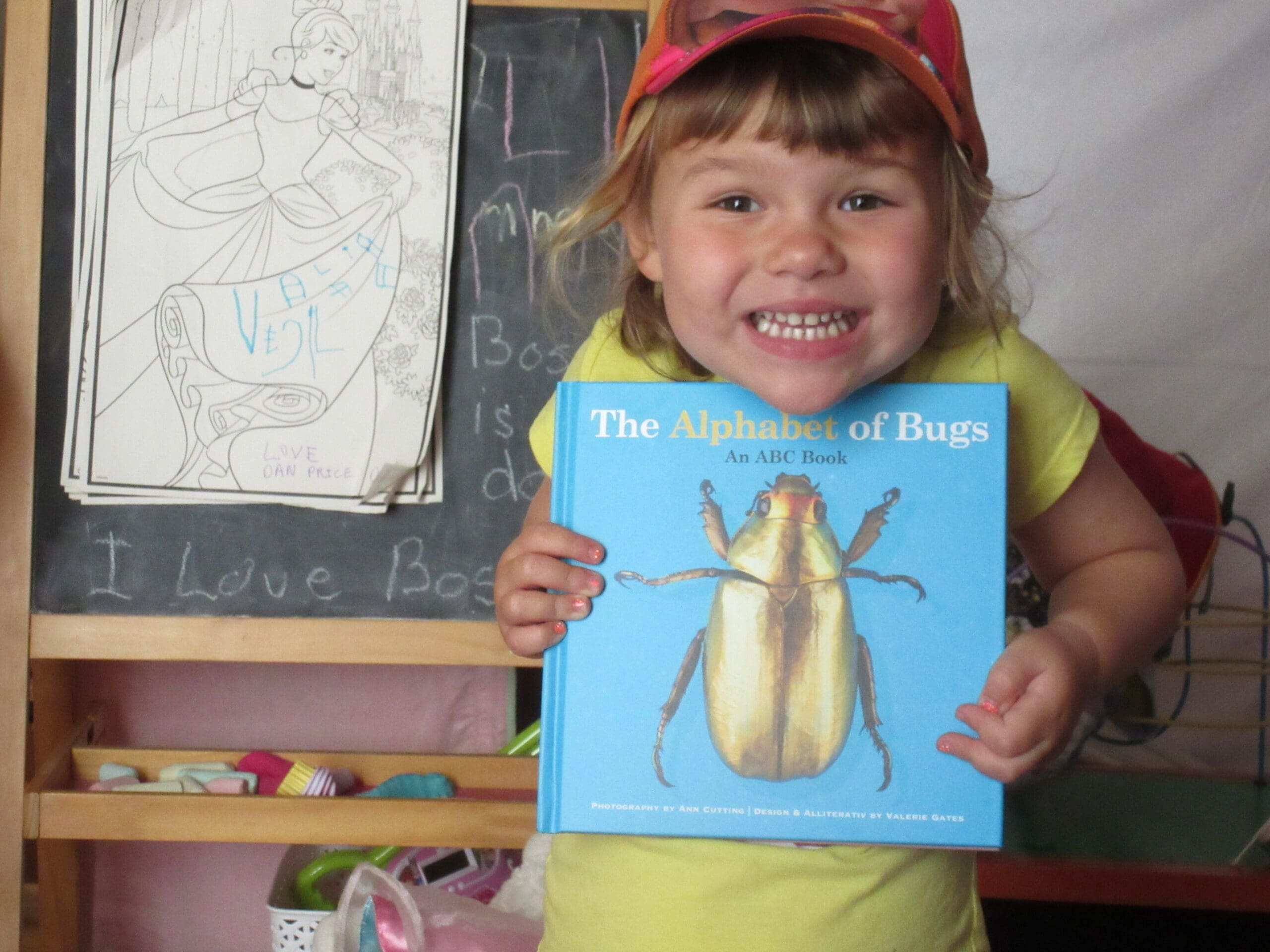 Little girl reading The Alphabet Of Bugs An ABC Book