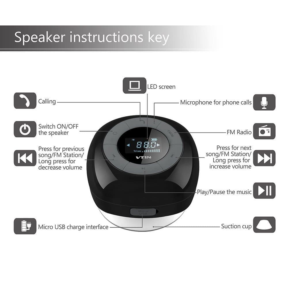 LED shower speaker