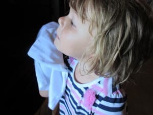 Little girl with Bamboo washcloths