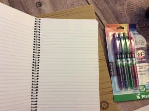 note book and pens