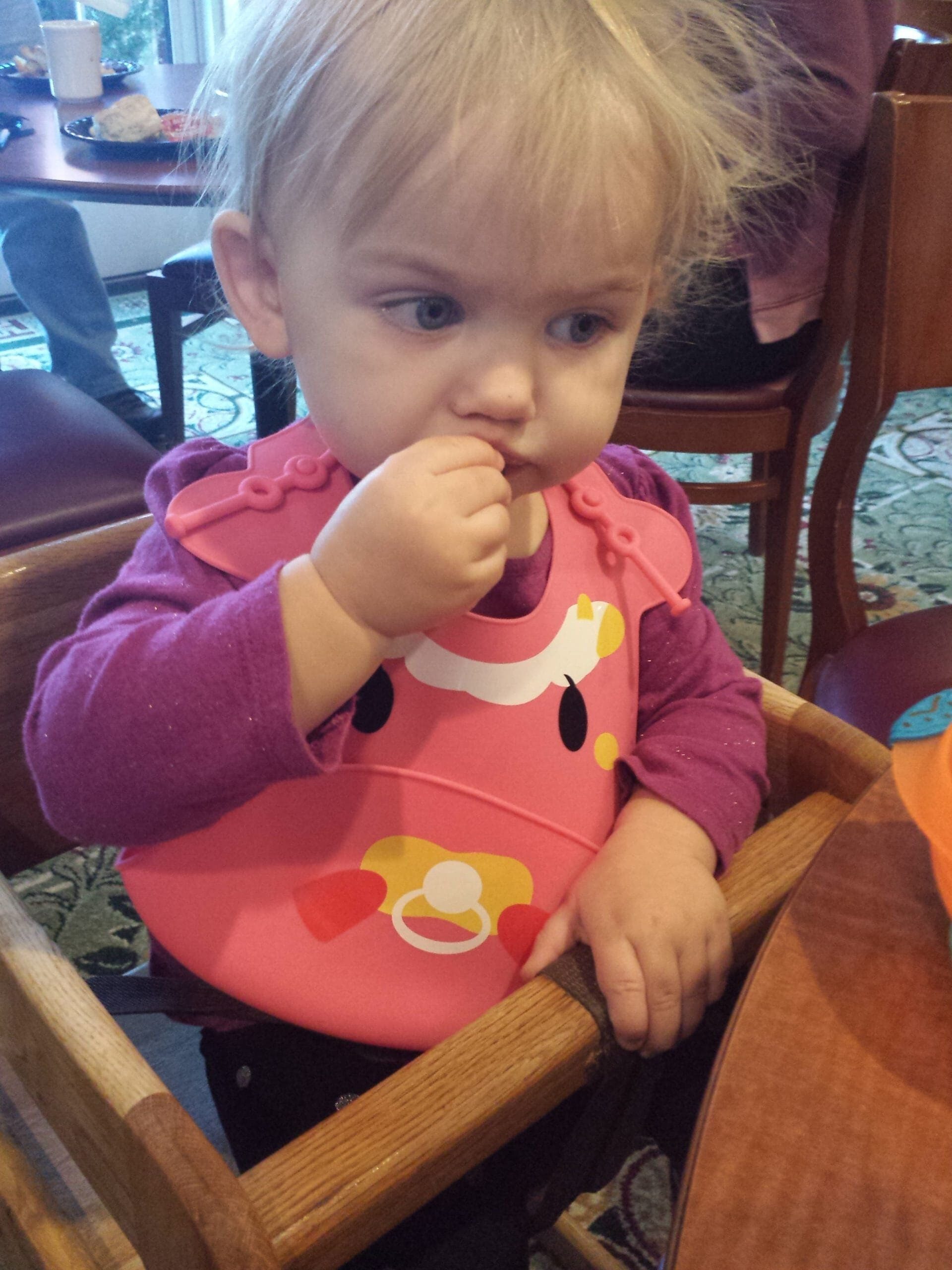 Little girl in Soft bib