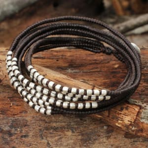 leather and silver bracelet