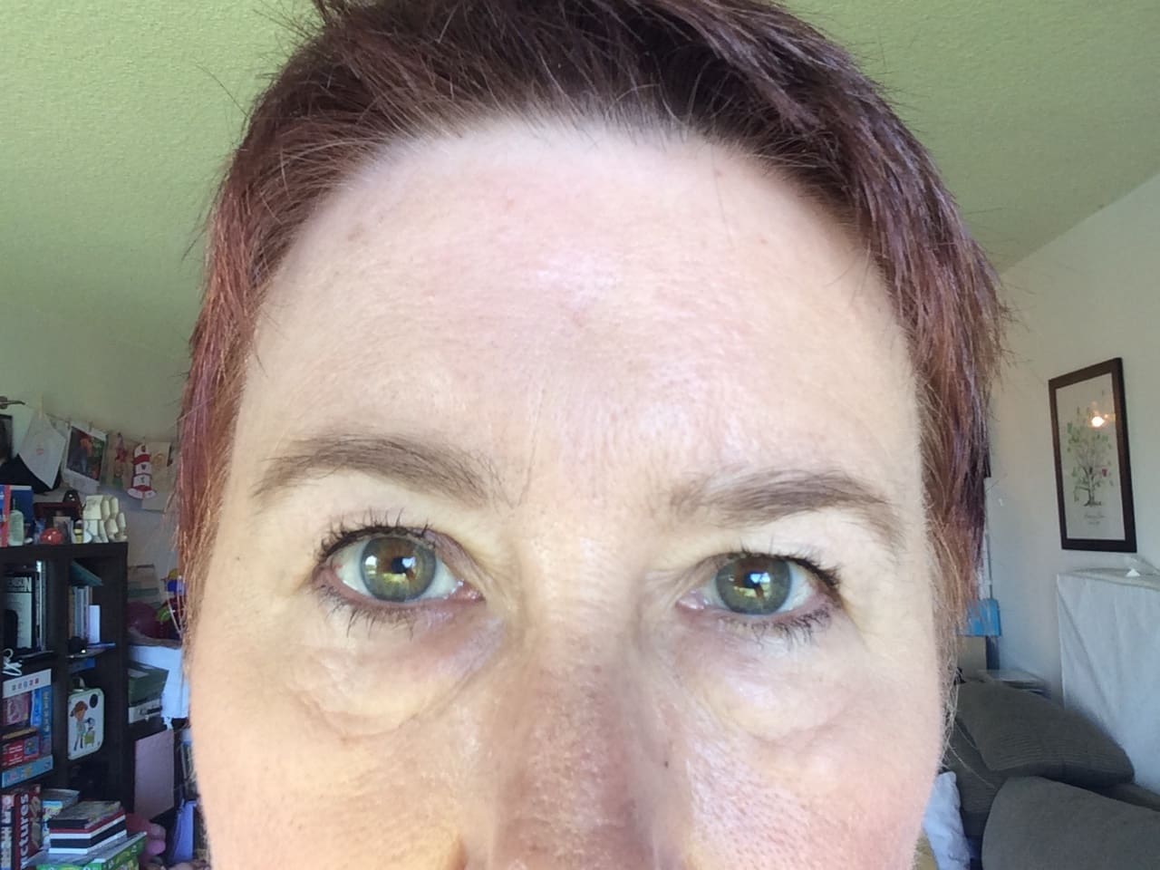 Woman before eyebrow pencil