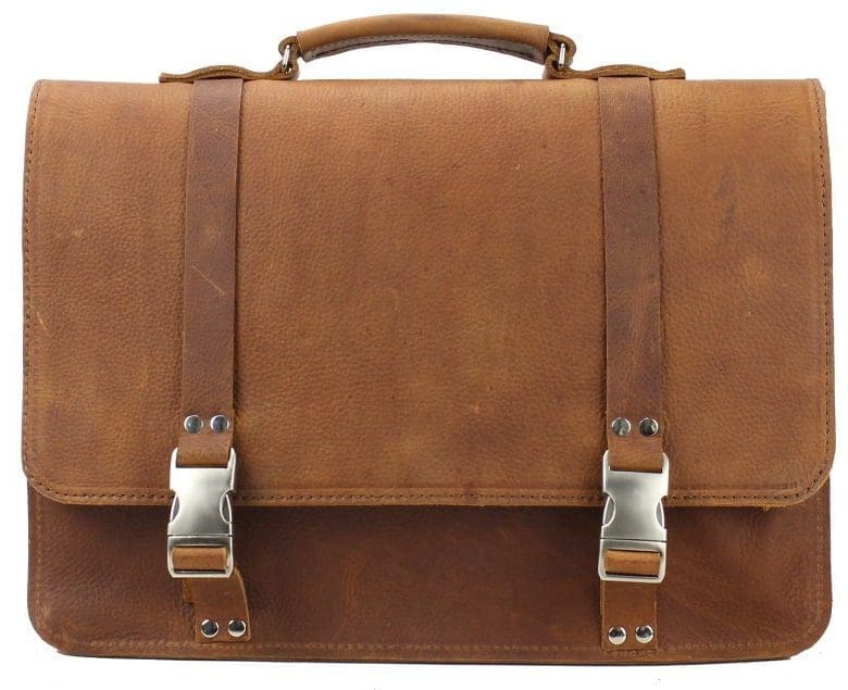 Rugged Material Real Grain Leather Briefcase