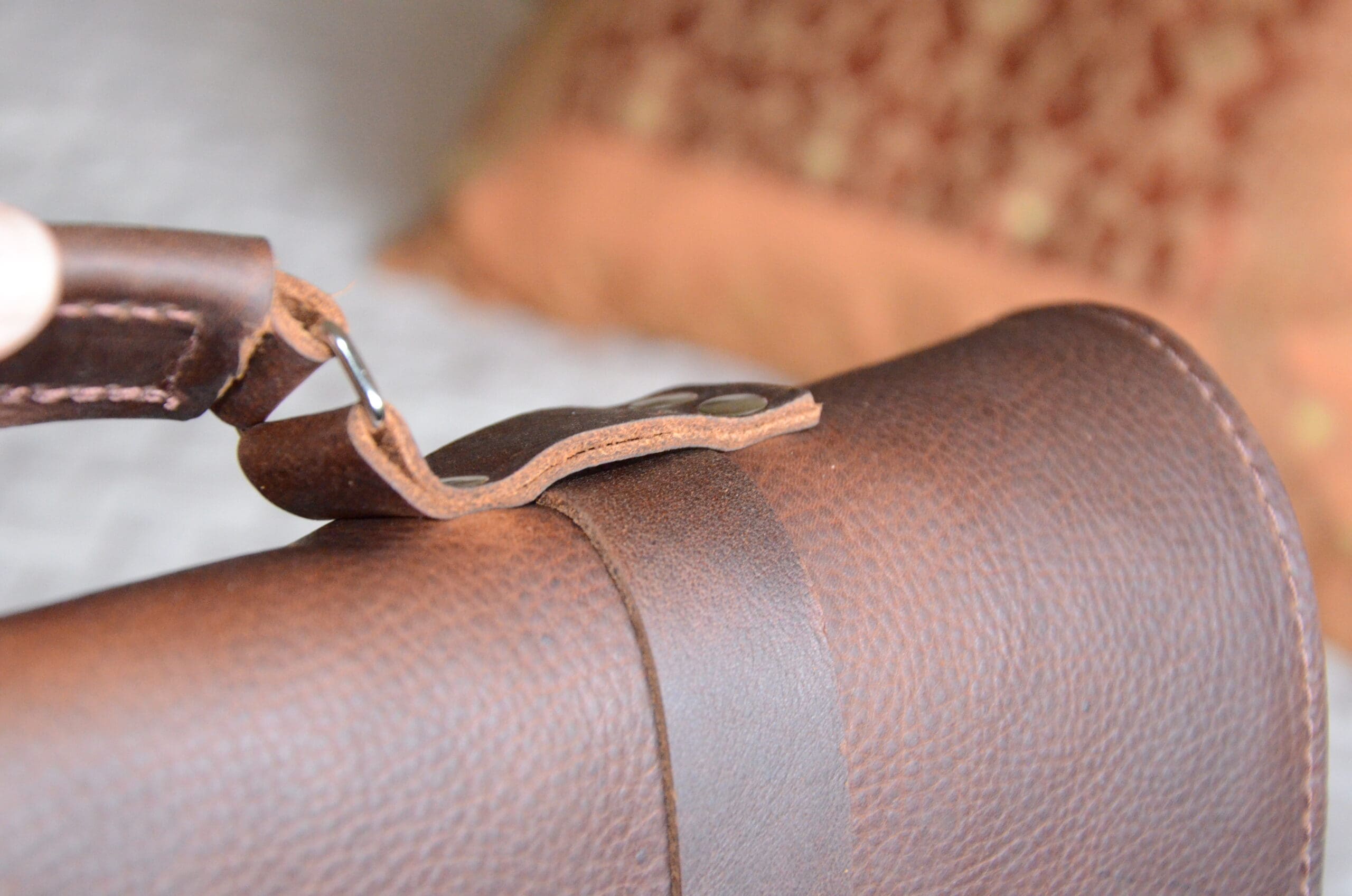 Rugged Material Real Grain Leather Briefcase