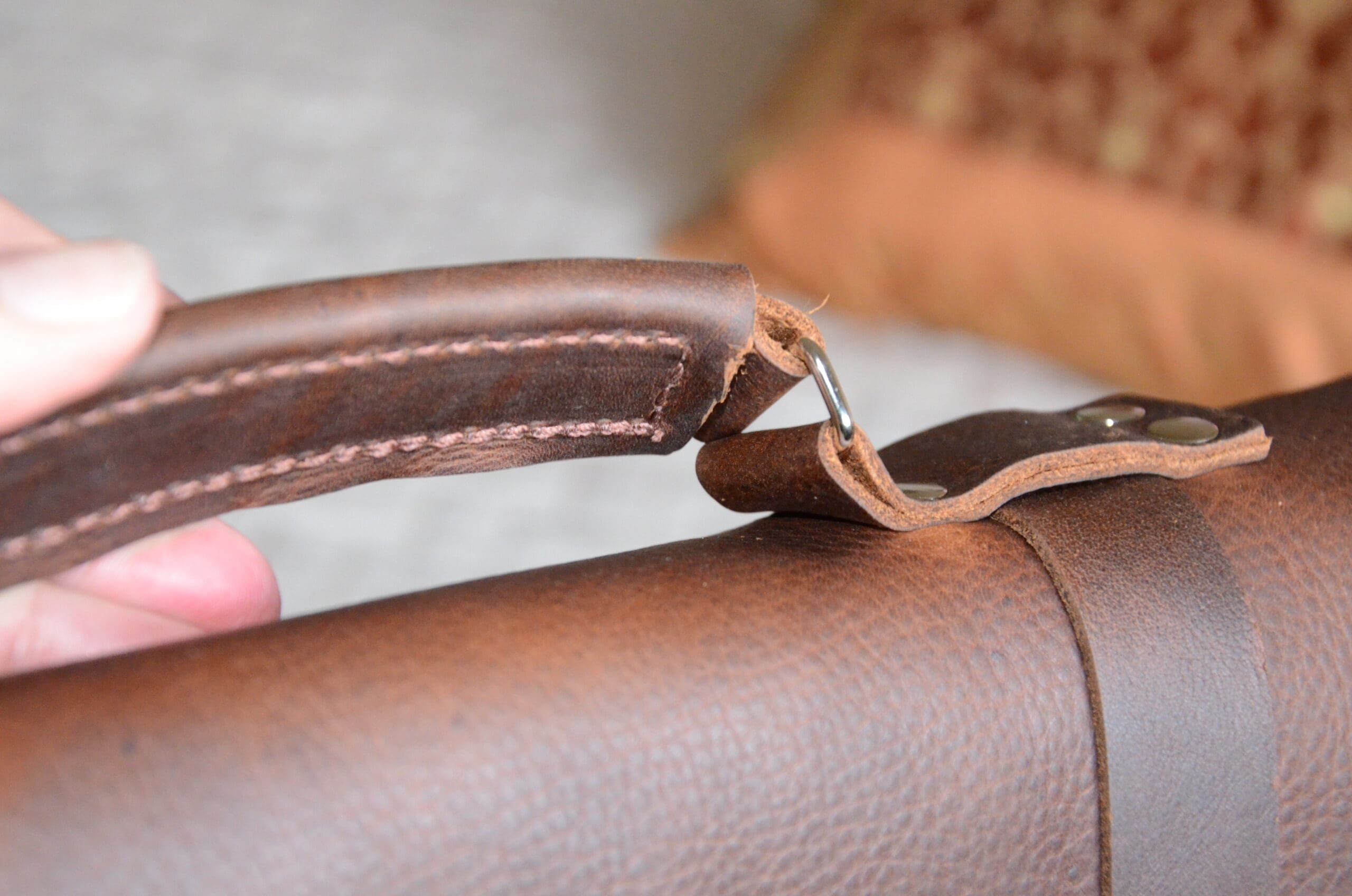 Rugged Material Real Grain Leather Briefcase