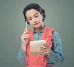 Cleaning home lady with a check list