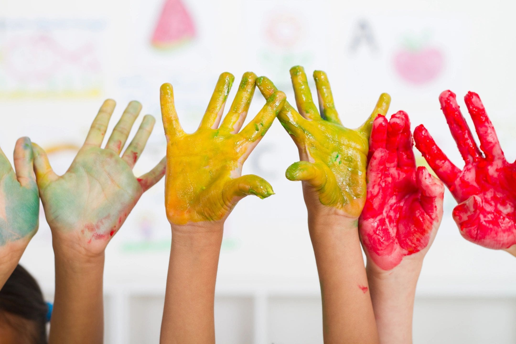 Painted kids hands