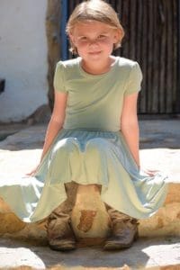 Little girl in green dress