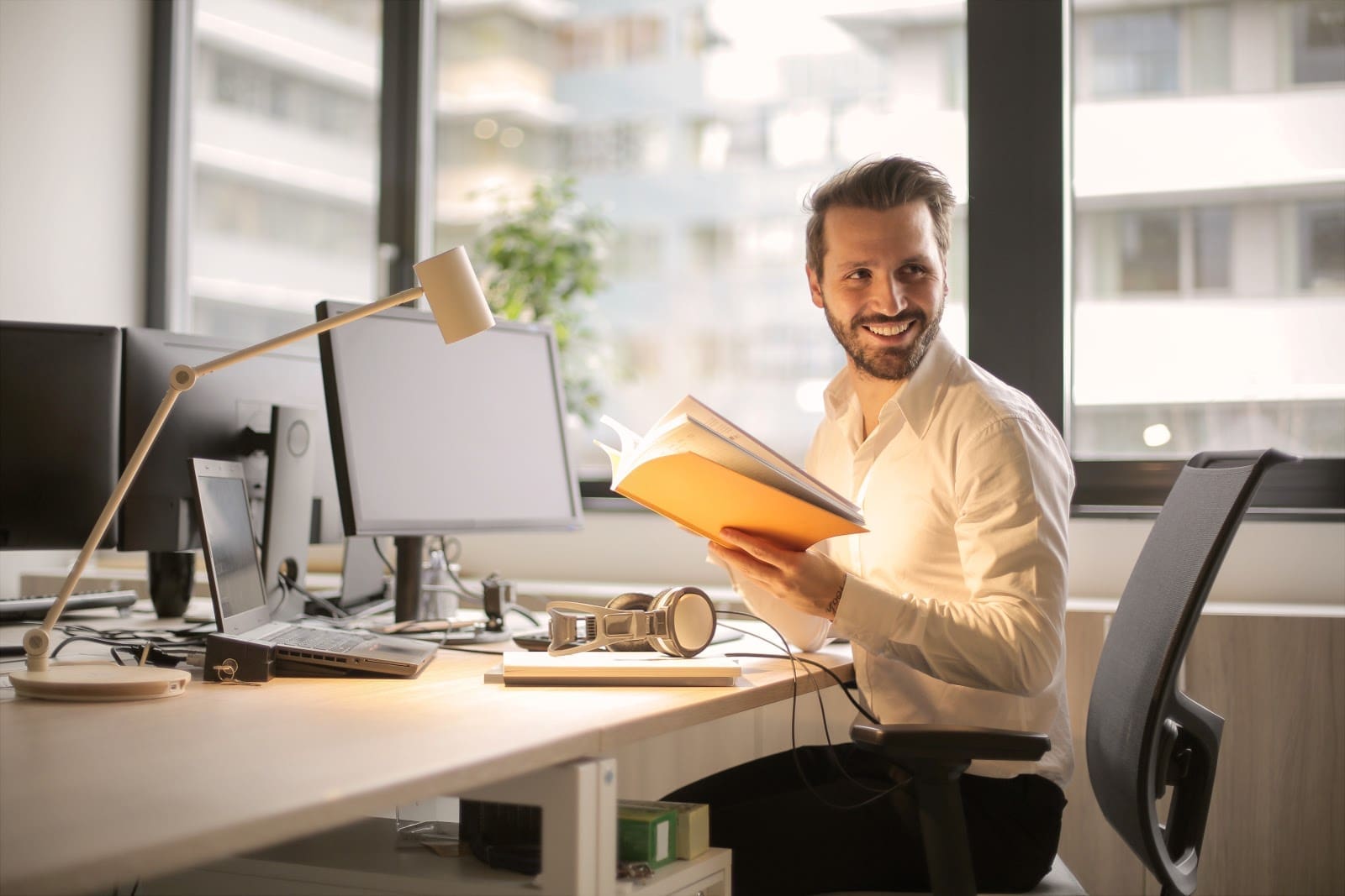 fWork From Home Man working at desk