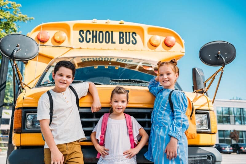 Bus Stop Safety kids at school bus