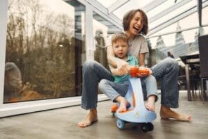 Car games mom and son playing