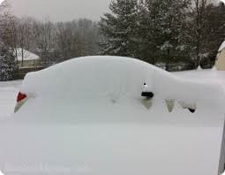 Snow covered car