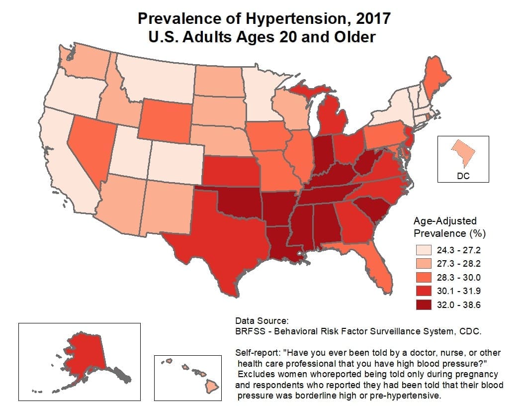 US Map blood pressure