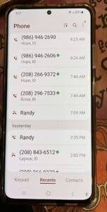 telemarketer phone call log