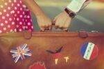 Traditional Breakfast Travelers with suitcase