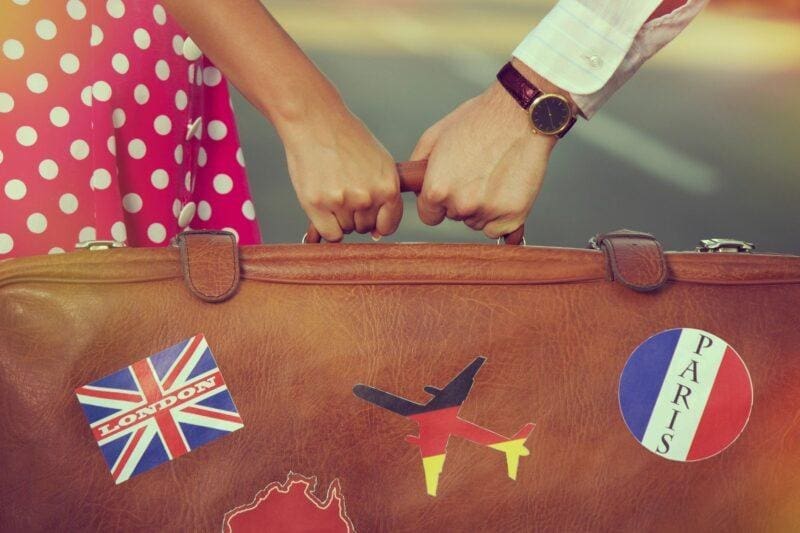 Travel with suitcase 