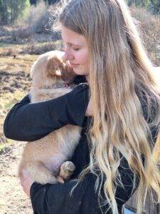 beautiful girl with a puppy