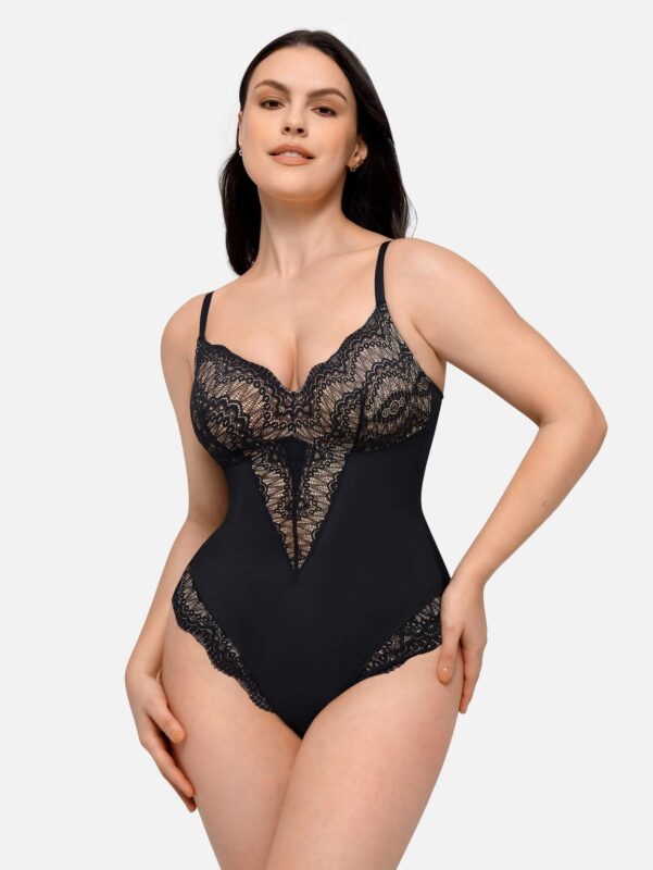 Dark haired woman in shapewear