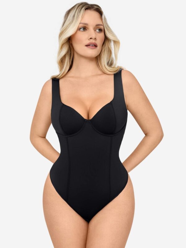 blonde woman in shapewear