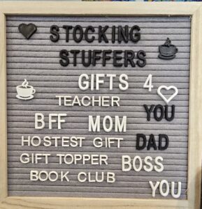 Stocking stuffers sign for the craft fair