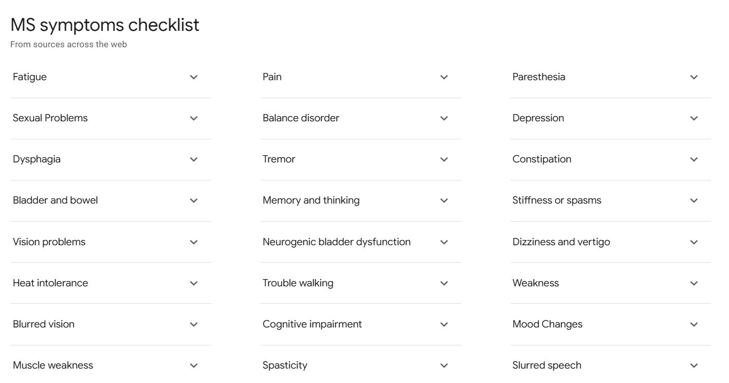 MS Symptoms Self care