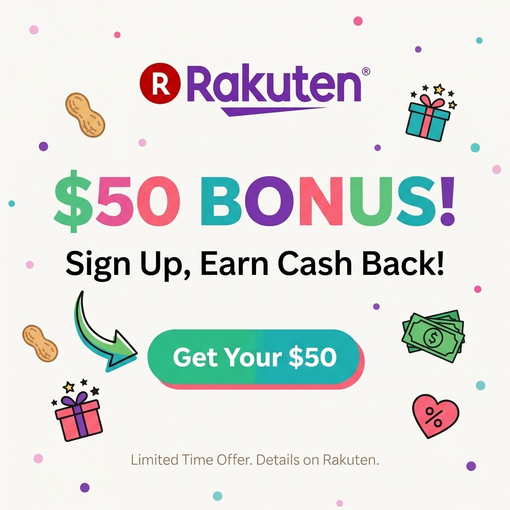 Rakuten logo $50 Bonus