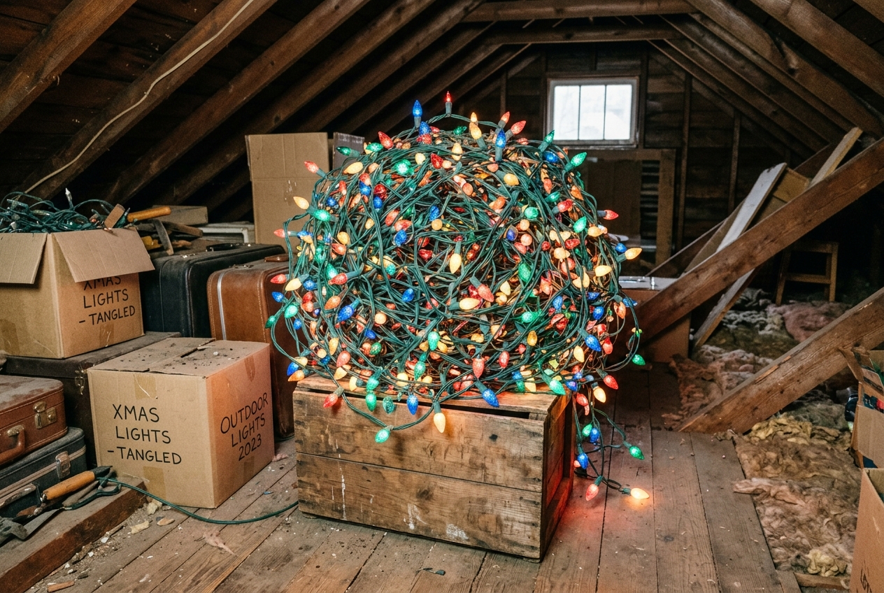Funny picture of a ball of Christmas lights. ASAHOM Holiday Lights Permanent Outdoor Lights Holiday Lights