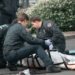 EMTs working on patient. Emergency Medical services