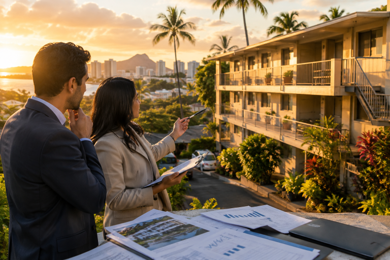 A Practical Checklist for Evaluating Small Apartment Buildings in Honolulu, HawaiiMan and woman with a checklist